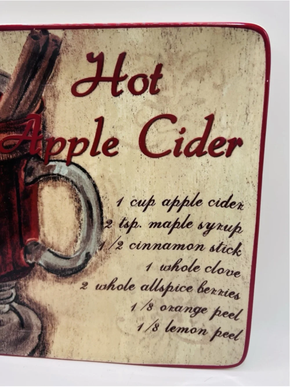 Hot Apple Cider Recipe Square Plate 8.25” Certified International Debbie Dewit